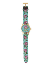 Gucci G Timeless Floral Turquoise Dial Turquoise Leather Strap Watch For Women - YA1264085