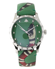 Gucci G Timeless Le Marche Des Merveilles Green Dial Green Leather Strap Watch for Women - YA1264081