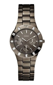 Guess XS Multifunction Quartz Brown Dial Brown Steel Strap Watch For Women - W0027L1