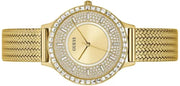Guess Soiree Diamonds Gold Dial Gold Mesh Bracelet Watch for Women - GW0402L2