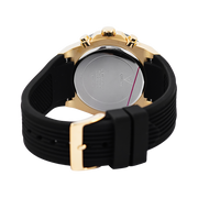 Guess Athena Gold Dial Black Rubber Strap Watch For Women - GW0030L2