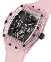 Guess Sporting Black Dial Pink Rubber Strap Watch for Men - GW0032G1