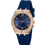 Guess Cosmo Diamonds Blue Blue Dial Blue Silicone Strap Watch for Women - GW0034L4