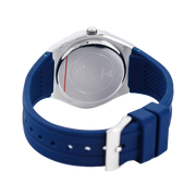 Guess Cosmo Diamonds Silver Dial Blue Rubber Strap Watch for Women - GW0034L5