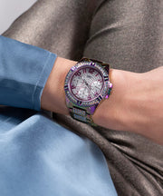 Guess Lady Frontier Diamonds Silver Dial Multicolor Steel Strap Watch for Women - GW0044L1