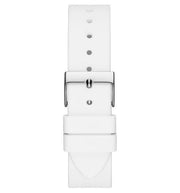 Guess Frontier Diamonds Silver Dial White Rubber Strap Watch for Women - GW0045L1