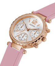 Guess Solstice Diamonds White Dial Pink Rubber Strap Watch For Women - GW0113L4