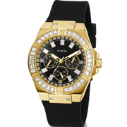 Guess Venus Diamonds Black Dial Black Rubber Strap Watch for Women - GW0118L1