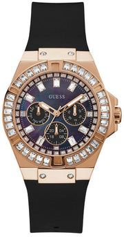 Guess Venus Diamonds Black Dial Black Rubber Strap Watch for Women - GW0118L2