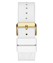 Guess Phoenix Multifunction Gold Dial White Leather Strap Watch for Men - GW0202G6