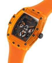 Guess Phoenix Multifunction Black Dial Orange Rubber Strap Watch For Men - GW0203G10