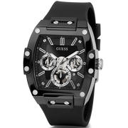 Guess Phoenix Multifunction Black Dial Black Rubber Strap Watch for Men - GW0203G3