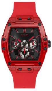 Guess Phoenix Multifunction Black Dial Red Rubber Strap Watch for Men - GW0203G5