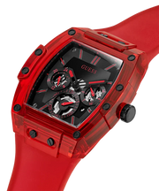 Guess Phoenix Multifunction Black Dial Red Rubber Strap Watch for Men - GW0203G5