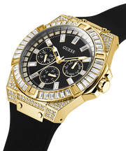 Guess Zeus Chronograph Diamonds Black Dial Black Silicone Strap Watch For Men - GW0208G2