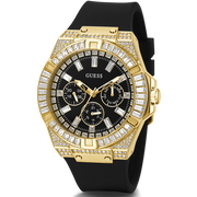 Guess Zeus Chronograph Diamonds Black Dial Black Silicone Strap Watch For Men - GW0208G2