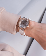 Guess Moonlight Diamonds White Dial White Rubber Strap Watch for Women - GW0257L2