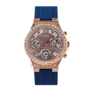 Guess Moonlight Diamonds White Dial Blue Rubber Strap Watch for Women - GW0257L3
