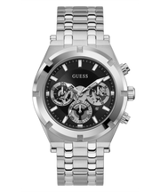 Guess Continental Black Dial Silver Steel Strap Watch for Men - GW0260G1