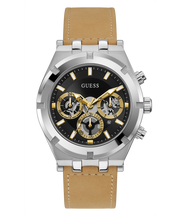 Guess Continental Multifunction Black Dial Brown Leather Strap Watch for Men - GW0262G1
