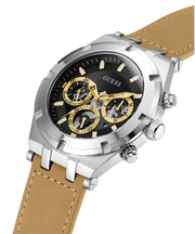 Guess Continental Multifunction Black Dial Brown Leather Strap Watch for Men - GW0262G1