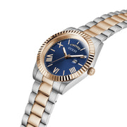 Guess Quartz Blue Dial Two Tone Steel Strap Watch For Men - GW0265G12