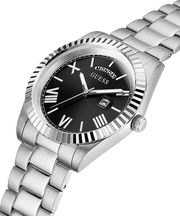 Guess Connoisseur Black Dial Silver Steel Strap Watch for Men - GW0265G1