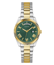Guess Luna Quartz Green Dial Two Tone Steel Strap Watch For Women - GW0308L5
