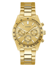 Guess Analog Chronograph Gold Dial Gold Steel Strap Watch for Men - GW0329G3