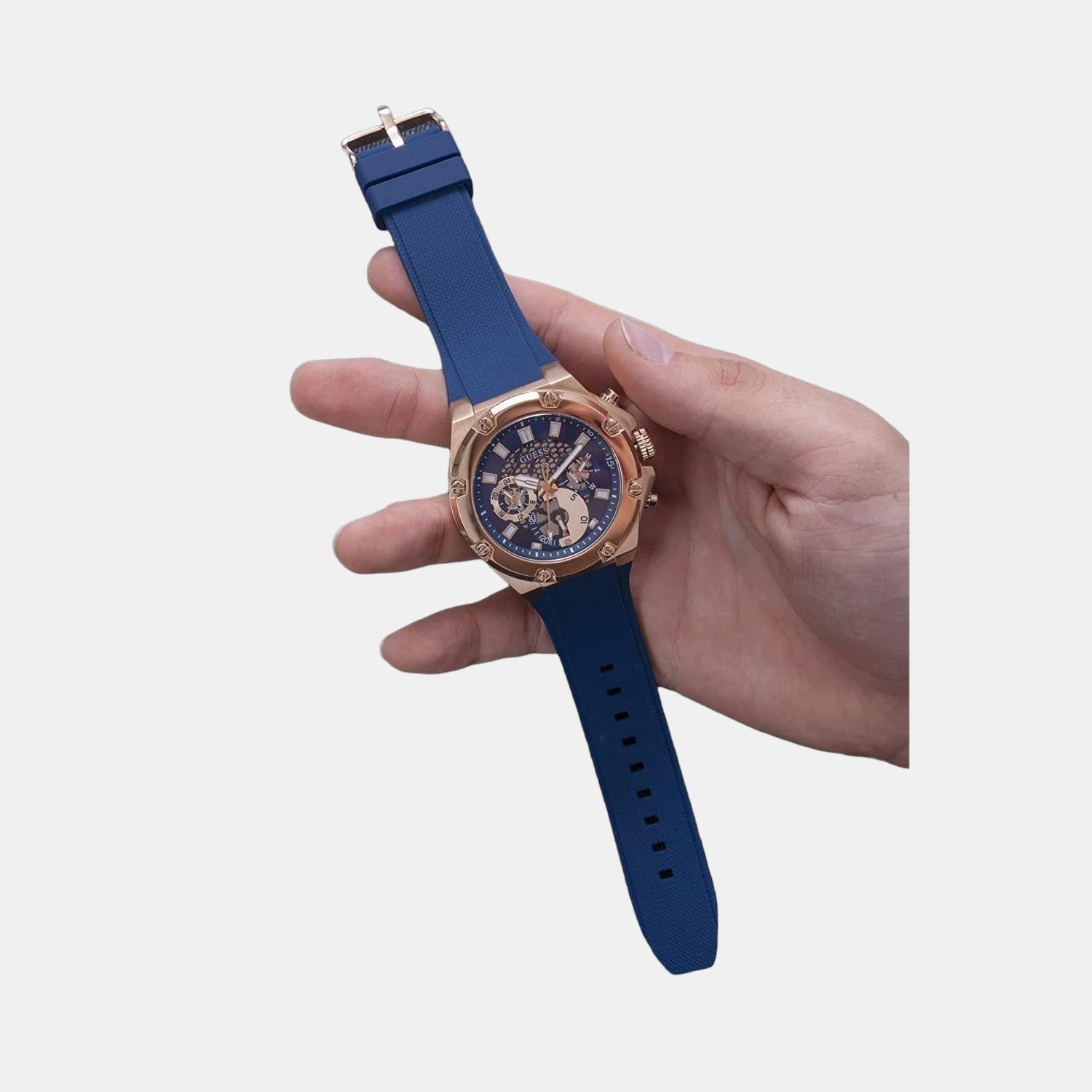 Guess Third Gear Analog Blue Dial Blue Rubber Strap Watch for Men - GW