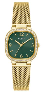 Guess Quartz Green Dial Gold Mesh Strap Watch For Women - GW0354L5