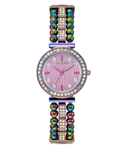 Guess Intricate Iridescent Crystals Purple Dial Purple Steel Strap Watch for Women - GW0401L4