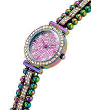 Guess Intricate Iridescent Crystals Purple Dial Purple Steel Strap Watch for Women - GW0401L4