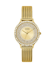 Guess Soiree Diamonds Gold Dial Gold Mesh Bracelet Watch for Women - GW0402L2