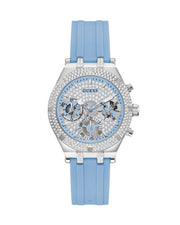 Guess Heiress Diamonds Blue Dial Blue Rubber Strap Watch for Women - GW0407L1