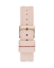 Guess Heiress Diamonds Rose Gold Dial Pink Rubber Strap Watch for Women - GW0407L3