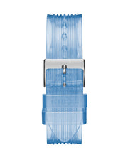 Guess Athena Active Life Clear White Dial Blue Rubber Strap Watch for Women - GW0409L1