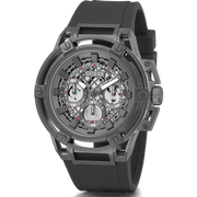 Guess Matrix Multifunction Grey Dial Grey Rubber Strap Watch for Men - GW0423G3