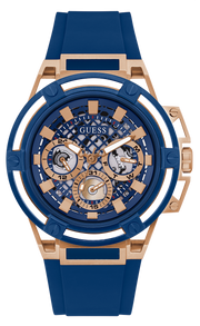 Guess Matrix Multifunction Blue Dial Blue Rubber Strap Watch for Men - GW0423G4