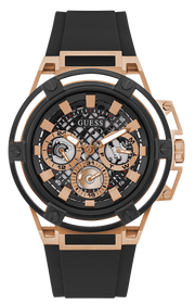 Guess Matrix Multifunction Black Dial Black Rubber Strap Watch For Men - GW0423G5
