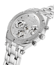 Guess Heiress Multifunction Diamonds Silver Dial Silver Steel Strap Watch for Women - GW0440L1