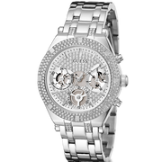 Guess Heiress Multifunction Diamonds Silver Dial Silver Steel Strap Watch for Women - GW0440L1