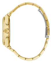 Guess Heiress Multifunction Diamonds Gold Dial Gold Steel Strap Watch for Women - GW0440L2