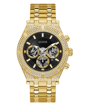 Guess Multifunction Diamonds Black Dial Gold Steel Strap Watch for Men - GW0455G2