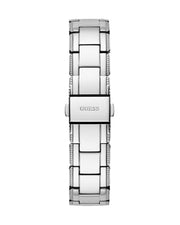 Guess Night Life Clear Silver Dial Silver Steel Strap Watch for Women - GW0470L1
