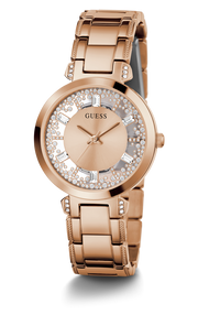 Guess Crystal Clear Rose Gold Dial Rose Gold Steel Strap Watch for Women - GW0470L3