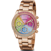 Guess Confetti Multifunction Multicolor Dial Rose Gold Steel Strap Watch For Women - GW0483L3