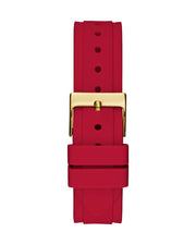 Guess Solstice Diamonds Gold Dial Red Rubber Strap Watch for Women - GW0484L1