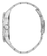 Guess King Quartz Silver Dial Silver Steel Strap Watch For Men - GW0497G1