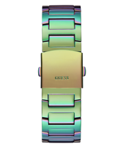 Guess King Iridescent Multifunction Multicolor Dial Purple Steel Strap Watch For Men - GW0497G3